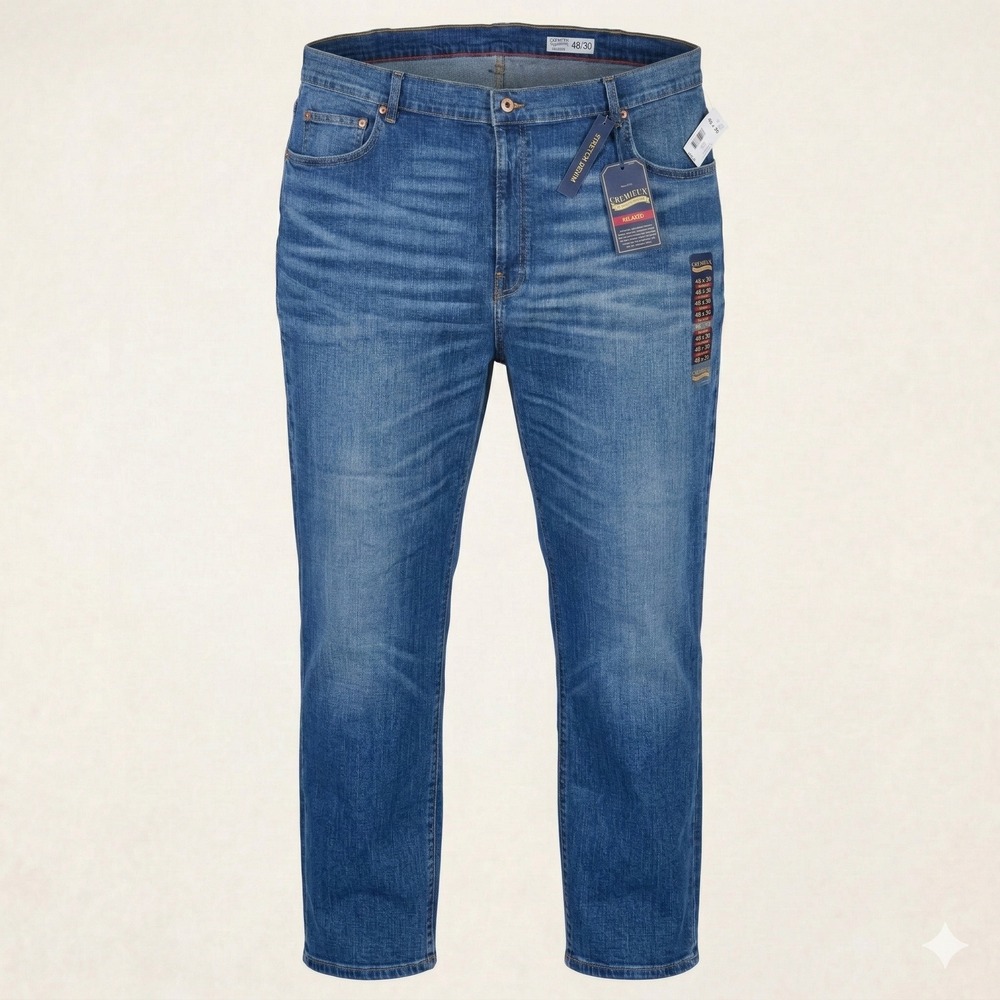 Cremieux Relaxed Fit‎ Jeans Mens 48x30 Blue Stretch Denim Big Tall NWT $69